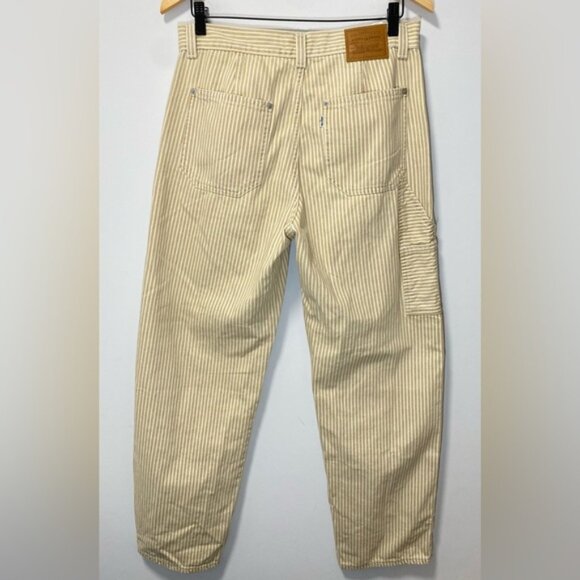 Levi’s Dad Utility Pants Size 27L30 — White with Cream Stripes, Oversized Fit - Picture 5 of 12